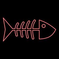 Squelette de poisson néon couleur rouge image d'illustration vectorielle style plat vecteur