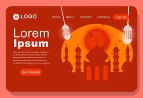 conception de modèle de page de destination de mosquée islamique élégante vecteur