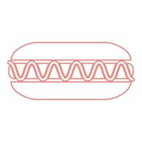 hot dog néon couleur rouge illustration vectorielle image de style plat vecteur