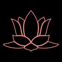 néon fleur de lotus couleur rouge illustration vectorielle image de style plat vecteur