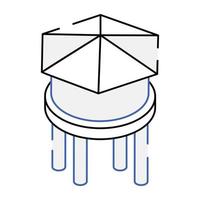 icône de contour isométrique du réservoir d'eau, conception modifiable vecteur