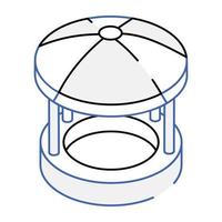 icône isométrique de contour unique de belvédère vecteur