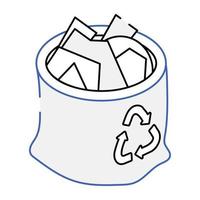 une icône de recyclage des ordures en vecteur isométrique