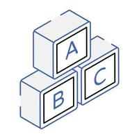 icône isométrique premium des blocs éducatifs vecteur