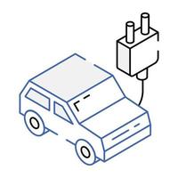 une conception d'icône isométrique de voiture électrique vecteur
