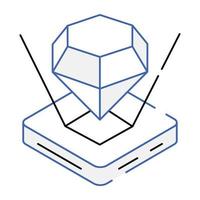 une conception d'icône isométrique d'hologramme de diamant vecteur