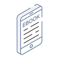 icône isométrique moderne d'un ebook vecteur