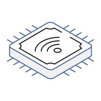 une icône isométrique de processeur intelligent vecteur