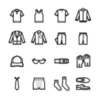 icônes de vêtements pour hommes avec fond blanc