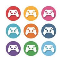 icône de signe de joystick avec boutons ronds colorés. jeu d'icônes de cercle design plat vecteur