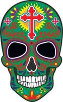 crâne de sucre mexicain de couleur, t-shirts design vintage vecteur