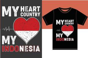 mon coeur, mon pays, mon indonésie. conception de vecteur de typographie