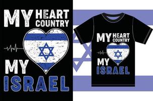 mon coeur, mon pays, mon israël. conception de vecteur de typographie