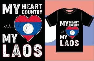 mon coeur, mon pays, mon laos. conception de vecteur de typographie