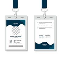 modèle de carte d'identité d'entreprise professionnelle, conception de carte d'identité bleue propre avec maquette réaliste