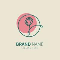 logo rose. illustration de fleur en vecteur de style art en ligne