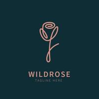 logo rose. illustration de fleur dans le style d'art en ligne vecteur