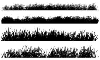 bordure en brosse d'herbe, silhouette d'herbe noire pour les sites Web de bannières vecteur