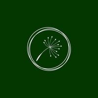 cercle de logo de fleur de pissenlit beauté et vert vecteur