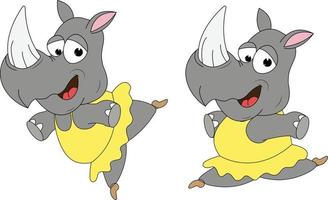 graphique de dessin animé animal mignon rhinocéros vecteur