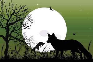 mignon, loup, animal, silhouette, graphique vecteur