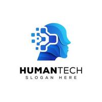 technologie humaine ou numérique humaine, création de logo de technologie robotique vecteur
