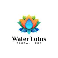 eau colorée avec concept de logo coloré de lotus frais vecteur