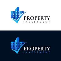 logo d'investissement immobilier, modèle de logo de propriété de construction de succès vecteur