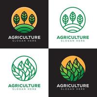 agriculture, logo de plantes tropicales avec style d'art en ligne vecteur