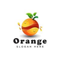 logo orange de fruits frais, modèle vectoriel de conception de logo orange jus