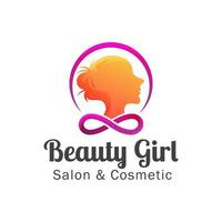 logo de fille de beauté dégradé pour salon et cosmétique votre entreprise vecteur