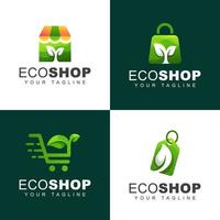 ensemble de logos de magasin écologique vert vecteur