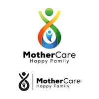 soins de la mère avec le logo de l'enfant, les gens, modèle vectoriel de conception de logo de famille heureuse