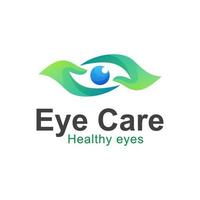 logo dégradé des yeux sains pour les soins oculaires à la main, modèle de logo pour les yeux médicaux vecteur