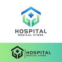 logo médecin chirurgien, soins médicaux hospitaliers ou modèle vectoriel de conception de logo de magasin médical