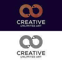 logo de crayon créatif infini, dessin, art, création de logo d'éducation vecteur