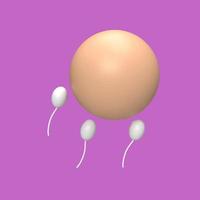 les spermatozoïdes et les ovules sont appelés style de dessin animé modèle 3d vecteur