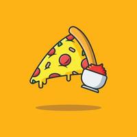 délicieuses illustrations de dessin animé de pizza vecteur