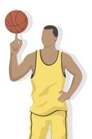 joueur de basket-ball en illustration vectorielle de style moderne, ombre plate simple sport homme isolé sur fond blanc. vecteur
