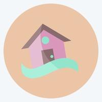 icône maison en inondation. adapté au symbole des catastrophes. style plat. conception simple modifiable. vecteur de modèle de conception. illustration de symbole simple