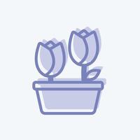 icône tulipes en pot. adapté au symbole du printemps. style bicolore. conception simple modifiable. vecteur de modèle de conception. illustration de symbole simple