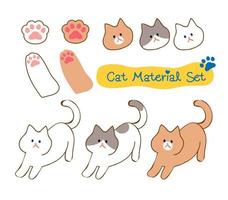 chats et pattes de différentes couleurs, chat mignon dessiné à la main qui s'étend, adapté au motif vecteur