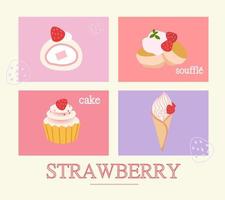 gâteau aux fraises moderne dessert carte postale fond matériel vecteur