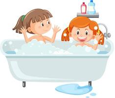 enfants heureux dans la baignoire vecteur