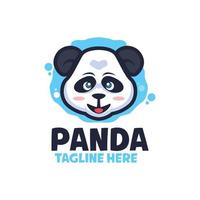 modèles de logo de dessin animé de panda heureux vecteur