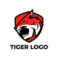 modèles de logo de mascotte de bouclier de tigre vecteur