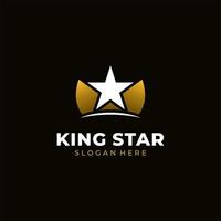 logo de la couronne du roi avec motif étoile vecteur