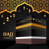 kaaba vecteur pour hajj mabroor à la mecque arabie saoudite. étapes de pèlerinage du début à la fin de la montagne arafat pour eid adha mubarak. arrière-plan islamique. rituel du hajj.