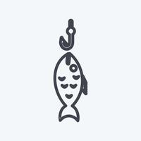 icône poisson pêché. adapté au symbole de la mer. style de ligne. conception simple modifiable. vecteur de modèle de conception. illustration de symbole simple