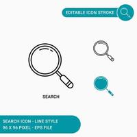 les icônes de recherche définissent l'illustration vectorielle. style de ligne d'icône modifiable. concept de loupe sur fond blanc isolé pour la conception web, l'interface utilisateur et l'application mobile vecteur